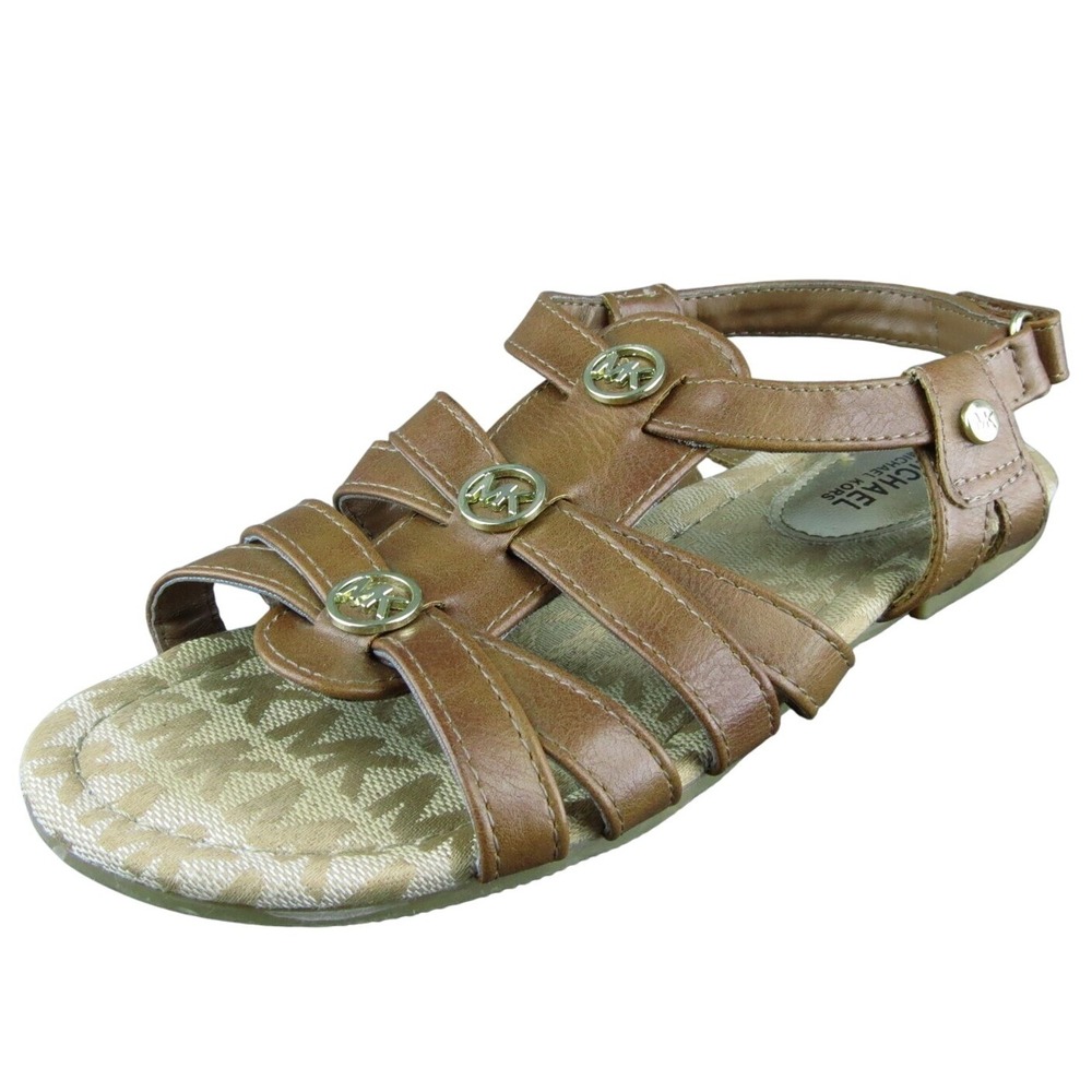 Michael Kors Youth Girls Gladiator Shoes Brown Synthetic‎ Hook & Loop Size 2 Med